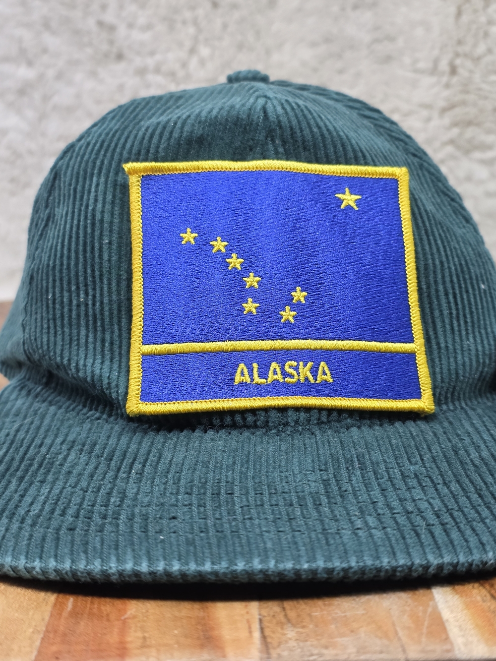 Green Corduroy Hat with Alaska Patch
